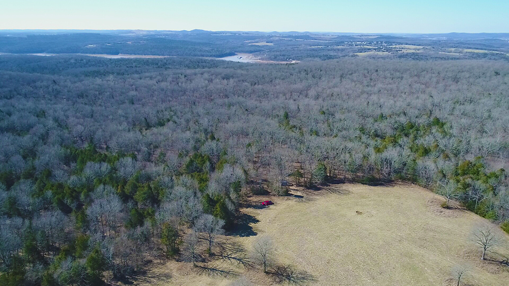 Aerial photo looking south over the property.
